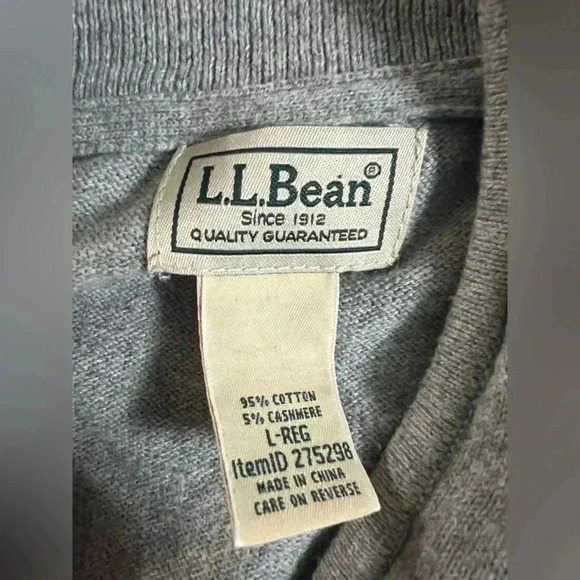 L.L. Bean Men’s Gray Textured Wash Quarter-Zip Pullover - Sweater Size Large - Picture 3 of 5